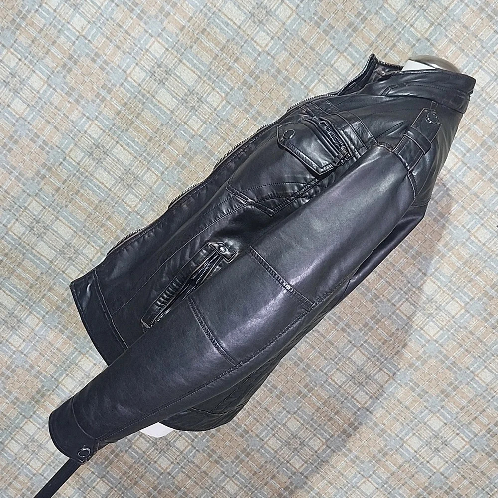 Ameri Mode Faux Leather Biker USA Jacket Size Sma… - image 10